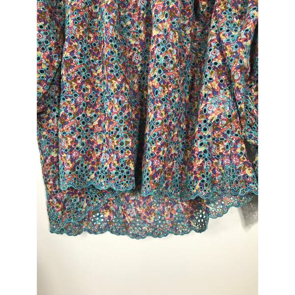 Ramy Brook Top Blouse Embroidered Eyelet Oakleigh Printed Off Shoulder - Picture 7 of 11